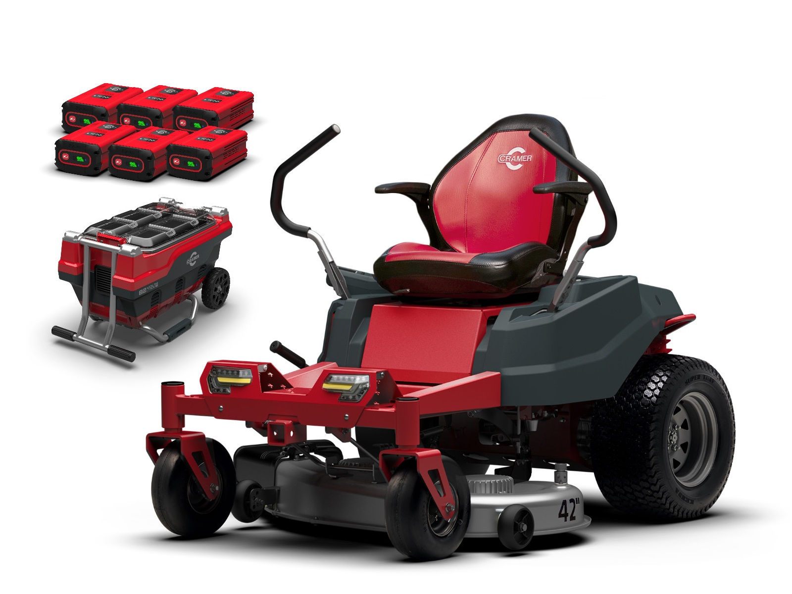 Cramer 82ZT107 Aufsitzmäher inkl. 6x Akku und Transport-Schnellladegerät