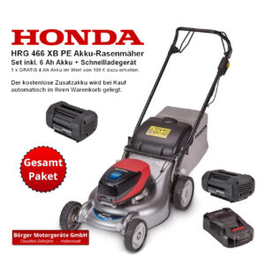 Honda HRG 466 XB PE Rasenmäher Set + GRATIS 4 Ah Akku