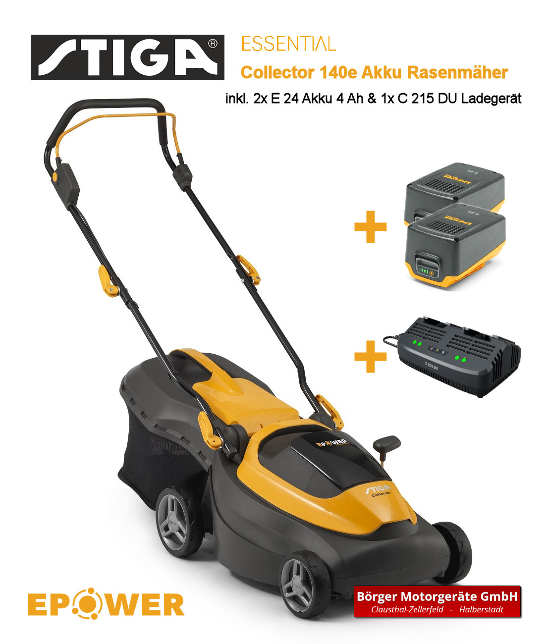 Stiga Collector 140e Rasenmäher inkl. Ladegerät und 2x Akku