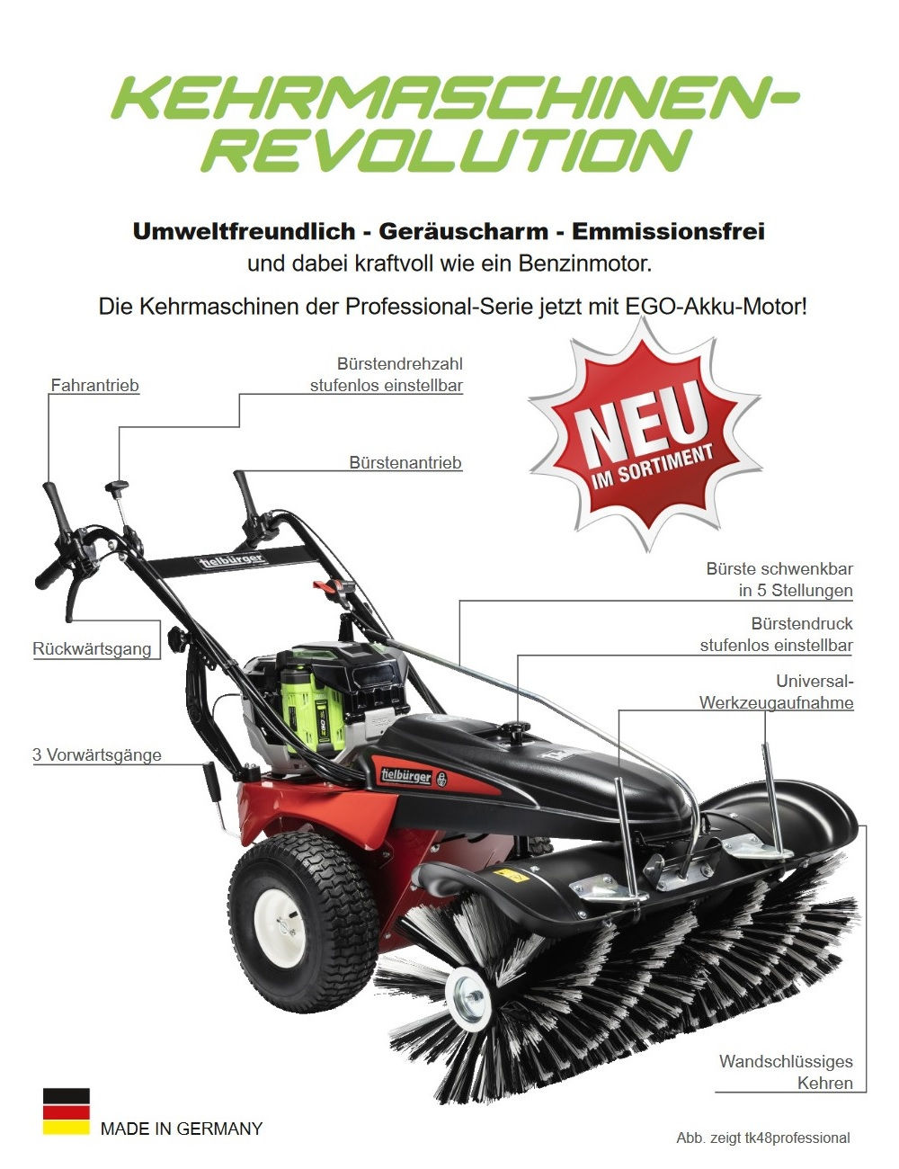 Tielbürger TK48 Pro EGO Kehrmaschine inkl. 2x Akku und 1x Ladegerät